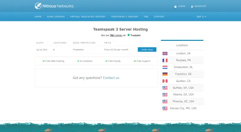 Nitrous Networks TeamSpeak Hosting home page
