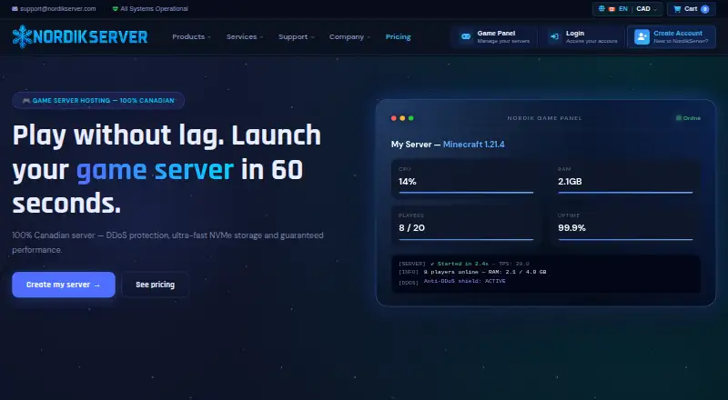 NordikServer Starbound Server Hosting home page
