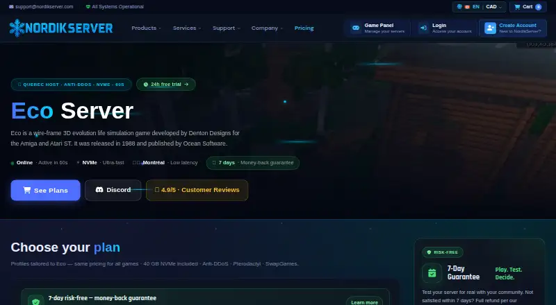 NordikServer Eco Server Hosting home page