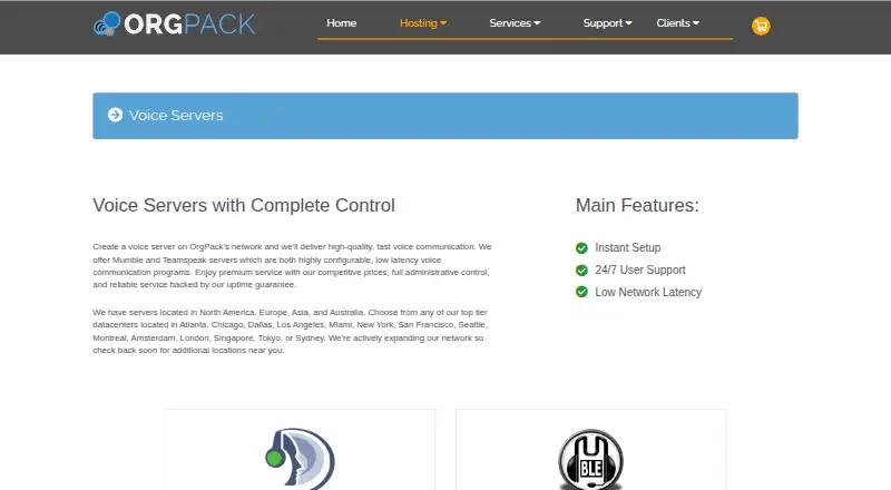 OrgPack Mumble Servers home page