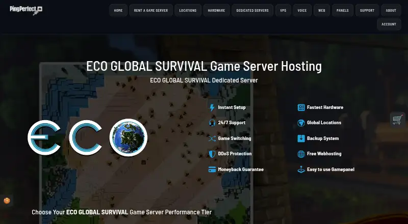 PingPerfect Eco Server Hosting home page