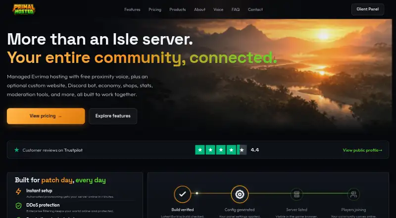 Primal Hosted home page