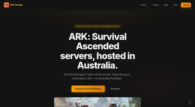 PXA Gaming home page