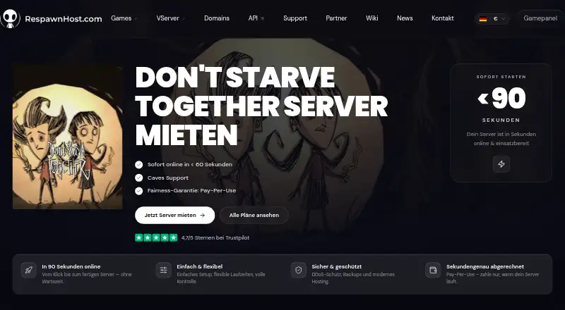 RespawnHost Don't Starve Together Server Hosting home page