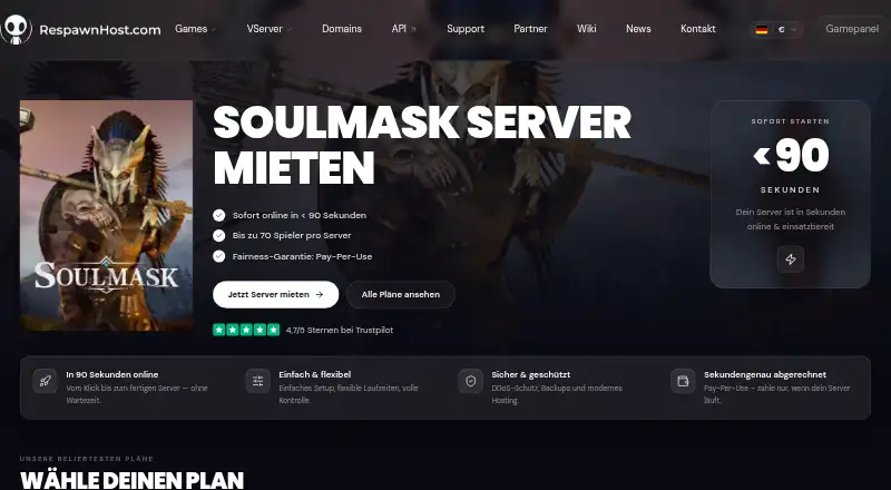 RespawnHost Soulmask Server Hosting home page
