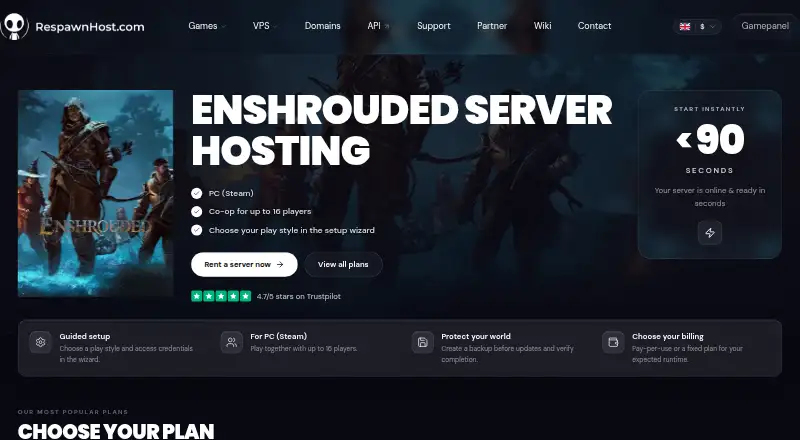 RespawnHost Enshrouded Server home page
