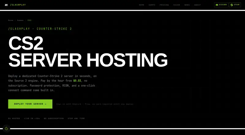 SLASHPLAY Counter-Strike 2 Server Hosting home page