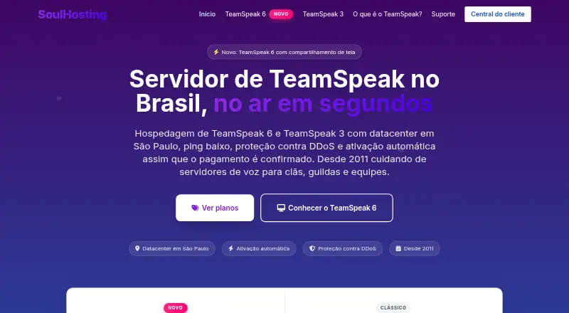 SoulHosting TeamSpeak home page