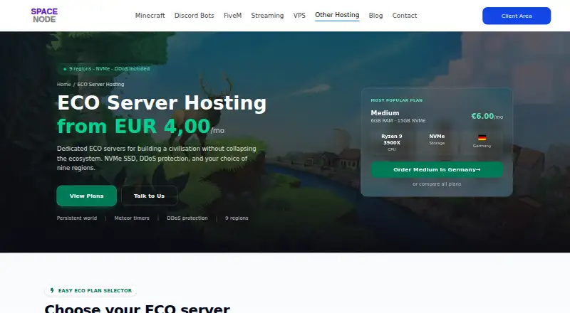 Space-Node ECO Server Hosting home page