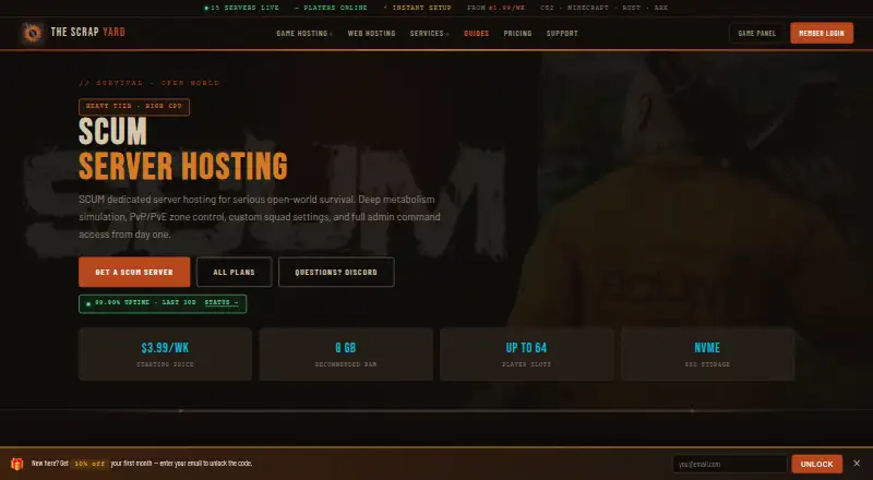 The Scrap Yard SCUM Hosting home page