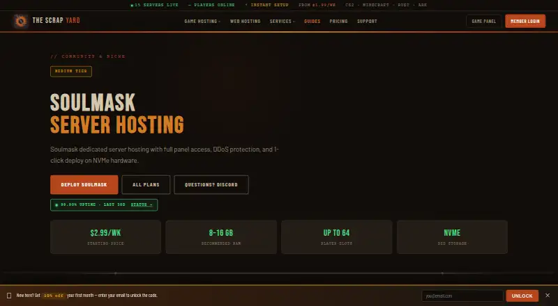 The Scrap Yard Soulmask Server Hosting home page
