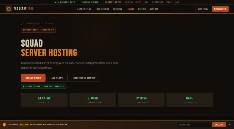 The Scrap Yard Squad Server Hosting home page