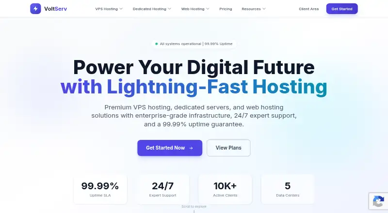 Volt Serv VPS home page