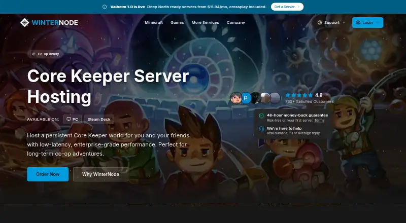 WinterNode Core Keeper Hosting home page