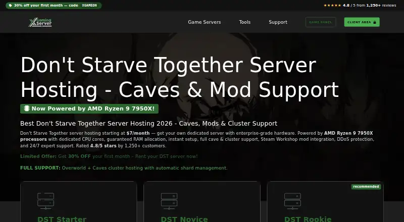 XGamingServer Don't Starve Together Server Hosting home page