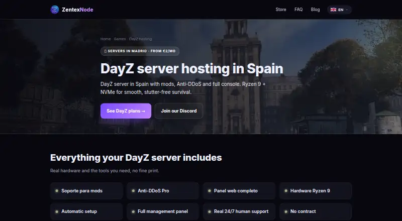 ZentexNode DayZ Hosting home page