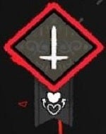Symbol for losing a Red Heart, but gaining Diseased Hearts.
