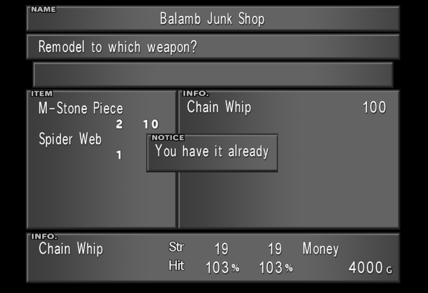 The balamb junk shop screen.
