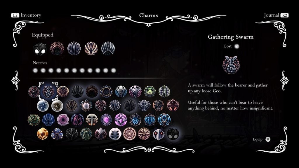 The Gathering Swarm Charm in Hollow Knight.