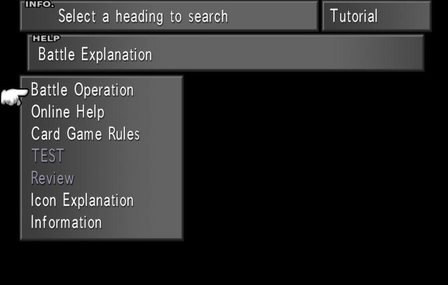 The Tutorial option in the menu.
