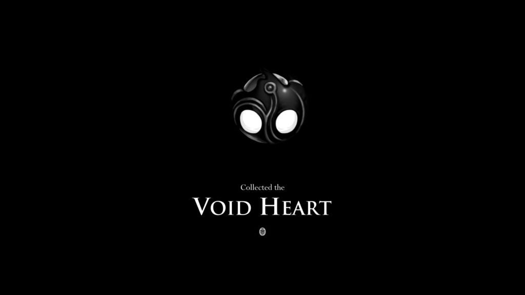 Collecting the Void Heart charm in Hollow Knight.