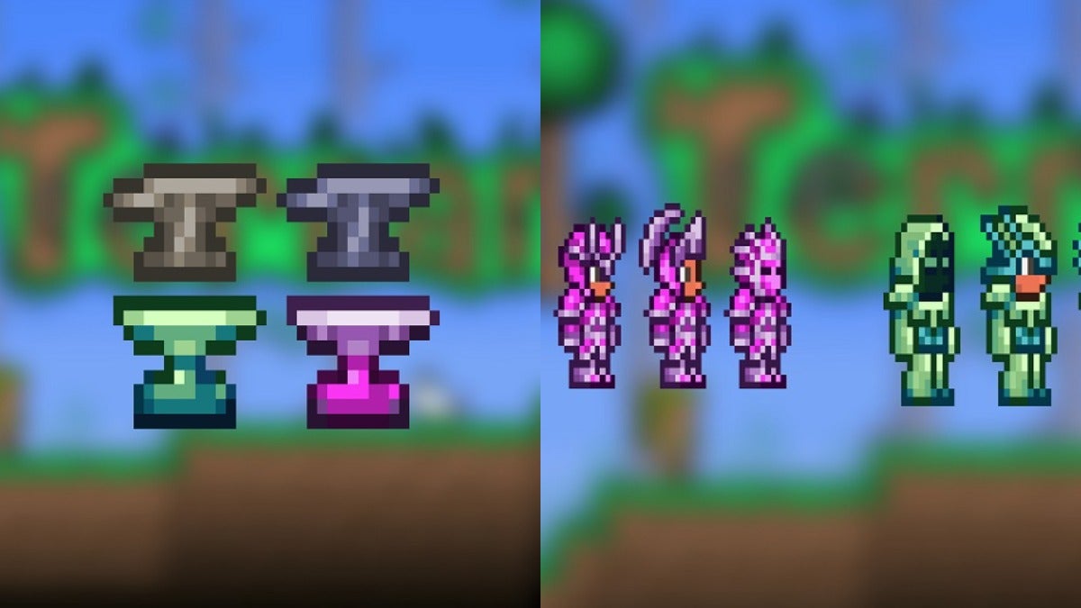 Making Anvils in Terraria.