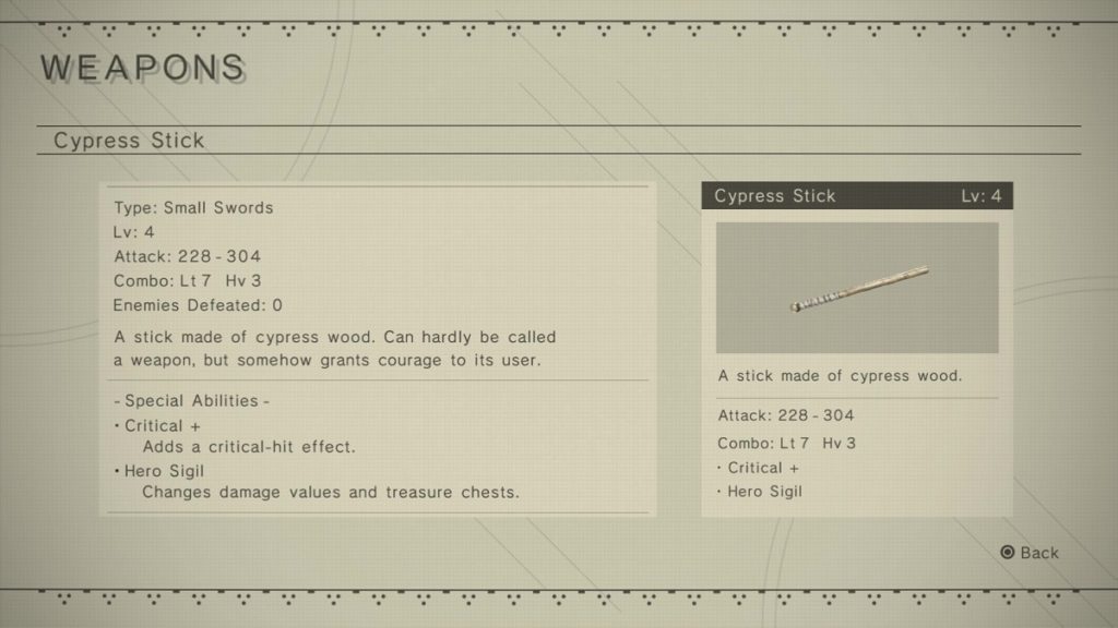 Cypress Stick from Nier Automata.