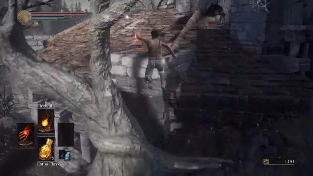 The tree jump skip in Dark Souls 3.