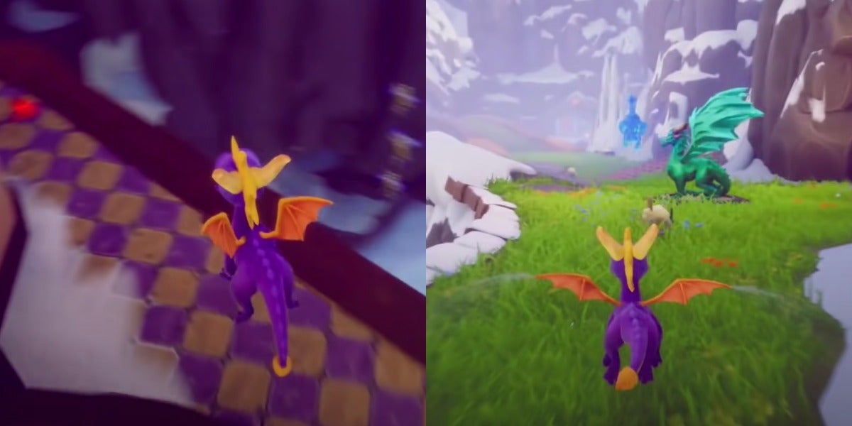 Spyro Following the ledge to find the second dragon statue.
