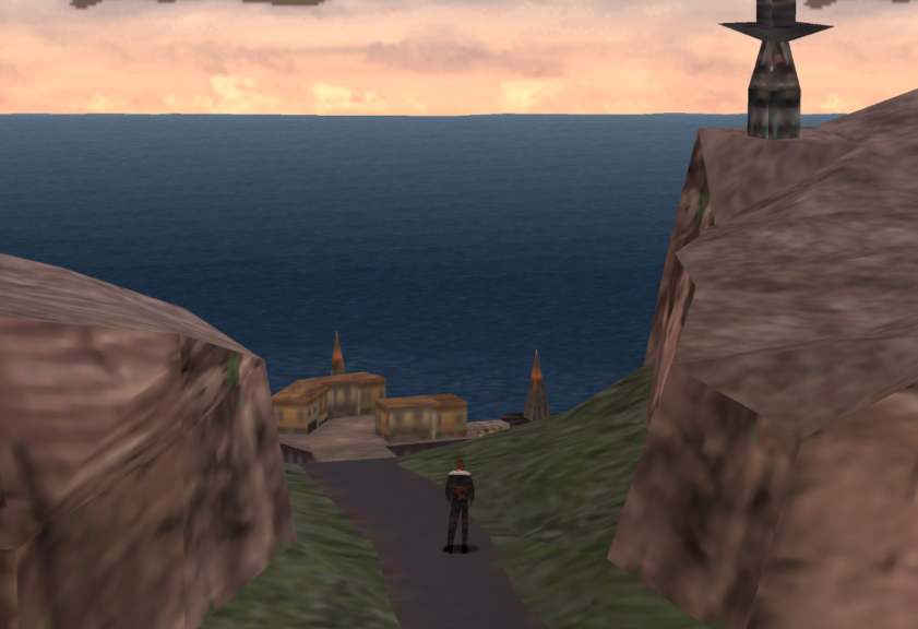 Squall standing in front of Dollet on the World Map.