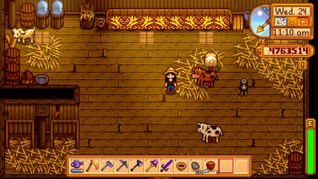 Cows, ostriches, and goats can be reared in the big barn.