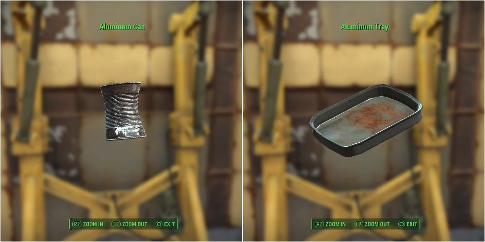 player inspecting an aluminum can and an aluminum tray in their inventory
