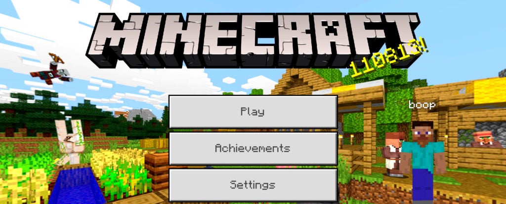 The title screen of Minecraft showing the main menu options. The number 110813 appears as yellow text in the top right of the screen.