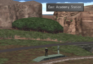East Academy Station on the world map. (Note the forest in the canyon ahead.)