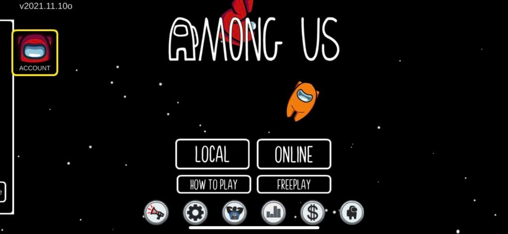 The Among Us title screen.