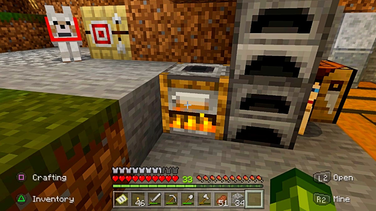 An active smoker is cooking some food. The fire animation is visible at the bottom.