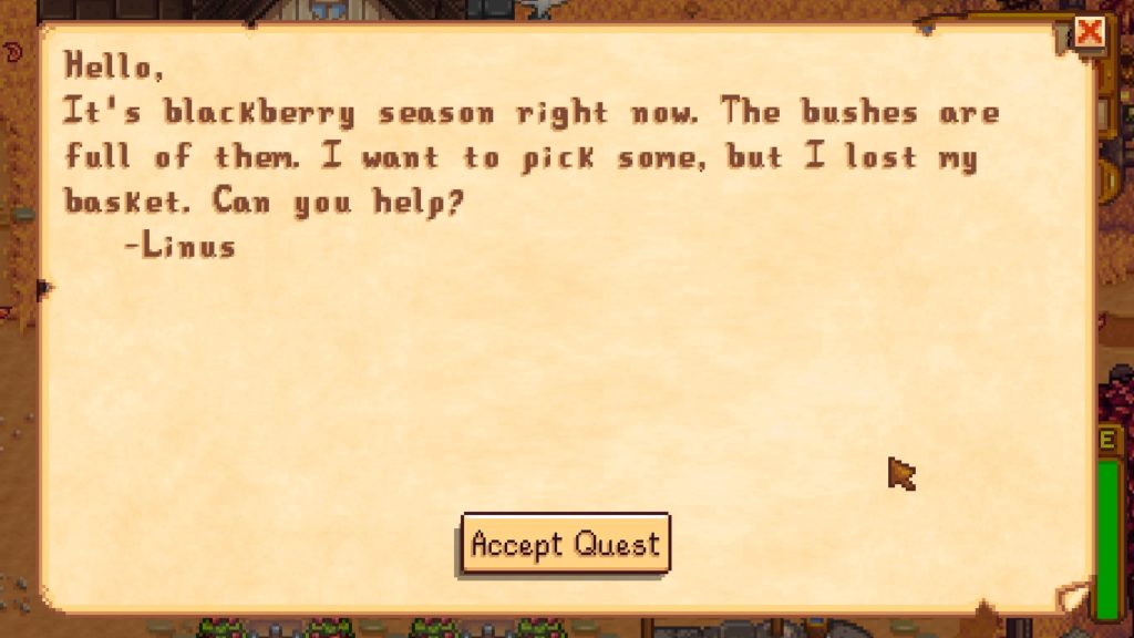 Linus sends you a letter asking for help retrieving his blackberry basket.