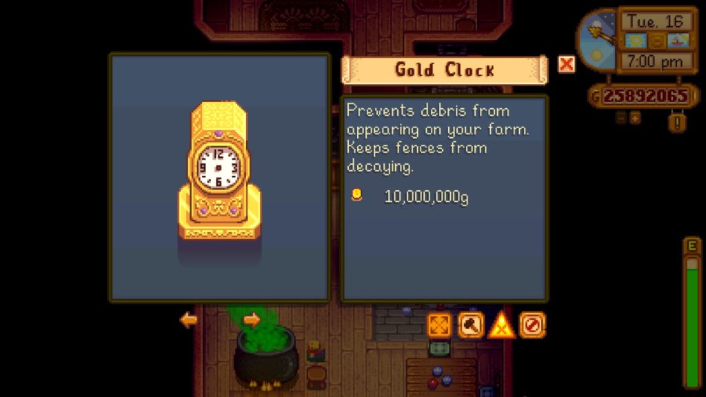 Buying the Gold Clock permanently stops fence decay. 