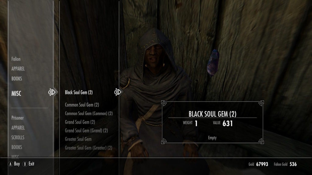 The Black Soul Gem on the item screen.