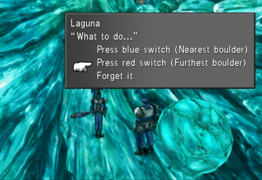 Laguna pressing the red switch.