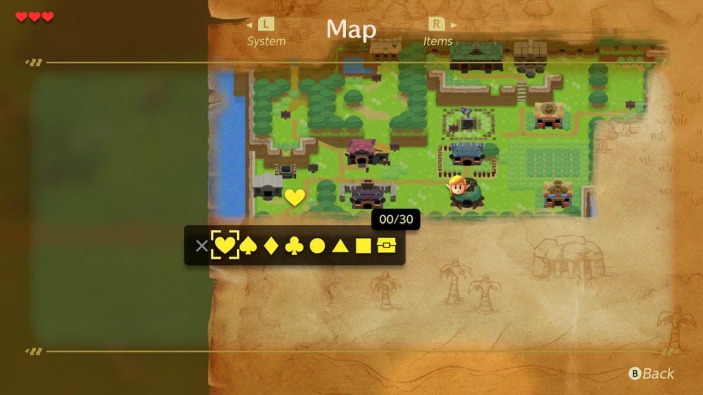Opening the marker menu to choose a symbol for marking the map.