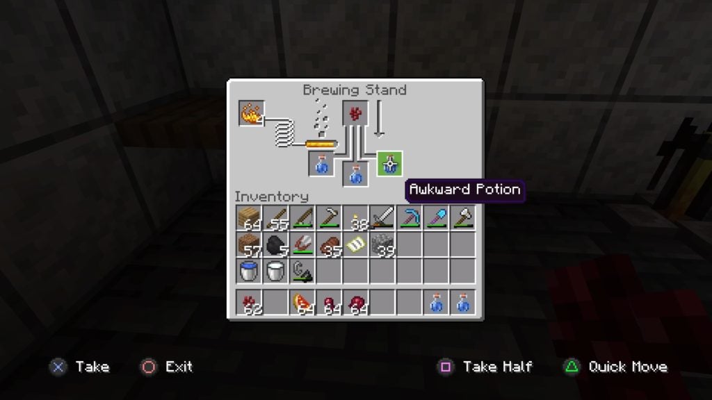 Making 3 awkward potions with 1 nether wart. 