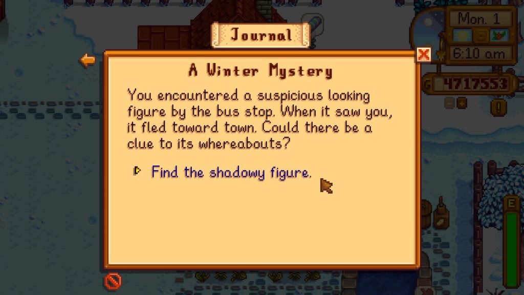 Look at your journal for the Winter Mystery Quest.