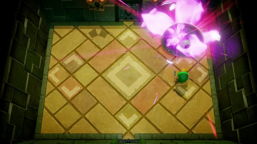 Link defeating the boss and watching them explode in purple flames.