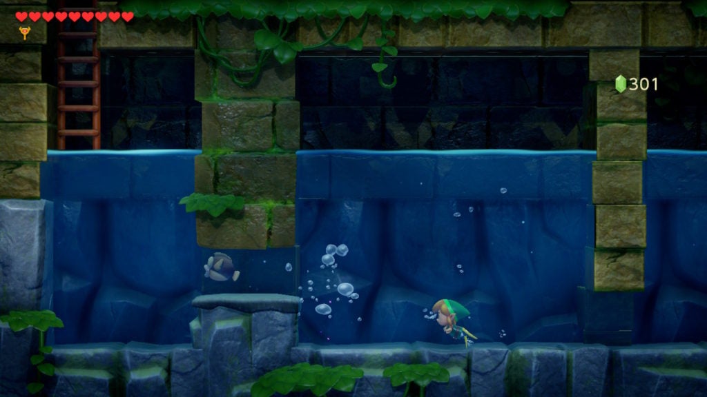 Link swimming by some Cheep Cheeps.