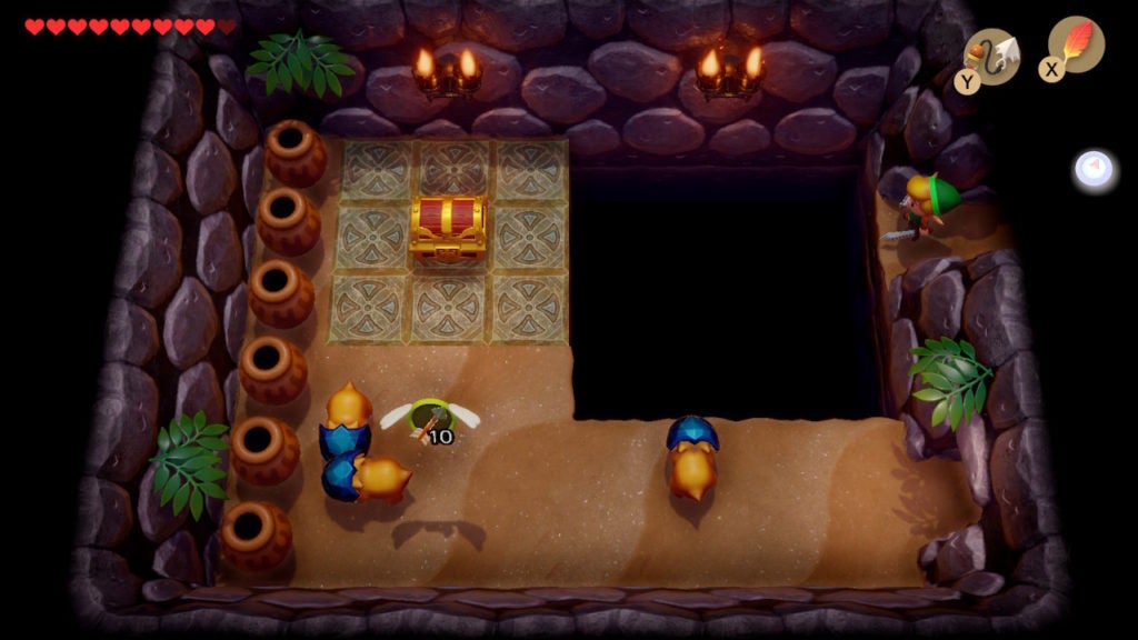A room with a chest in the northwest and 3 Helmasaur enemies.