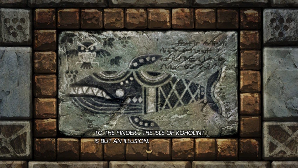 The mural of the Wind Fish with text stating that Koholint Island is an illusion.