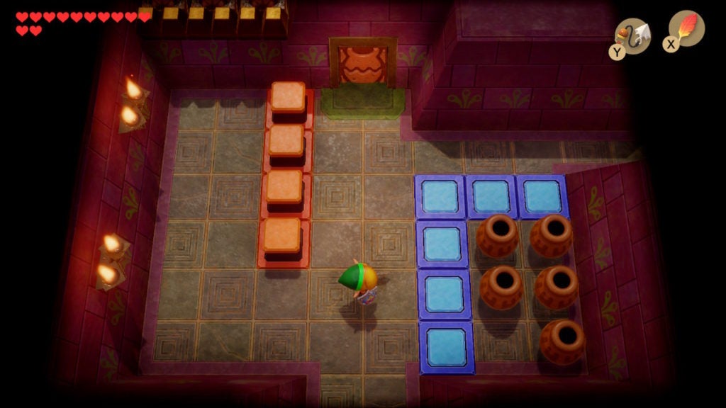 Link in room with pot symbol door in the north.