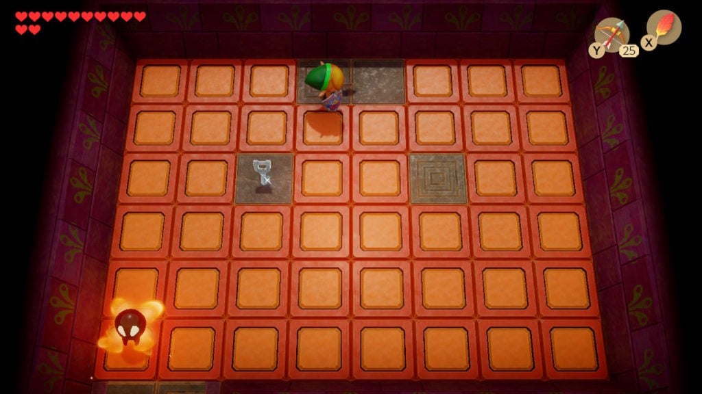 Room full of lowered Orange Switch Blocks with 1 Small Key.