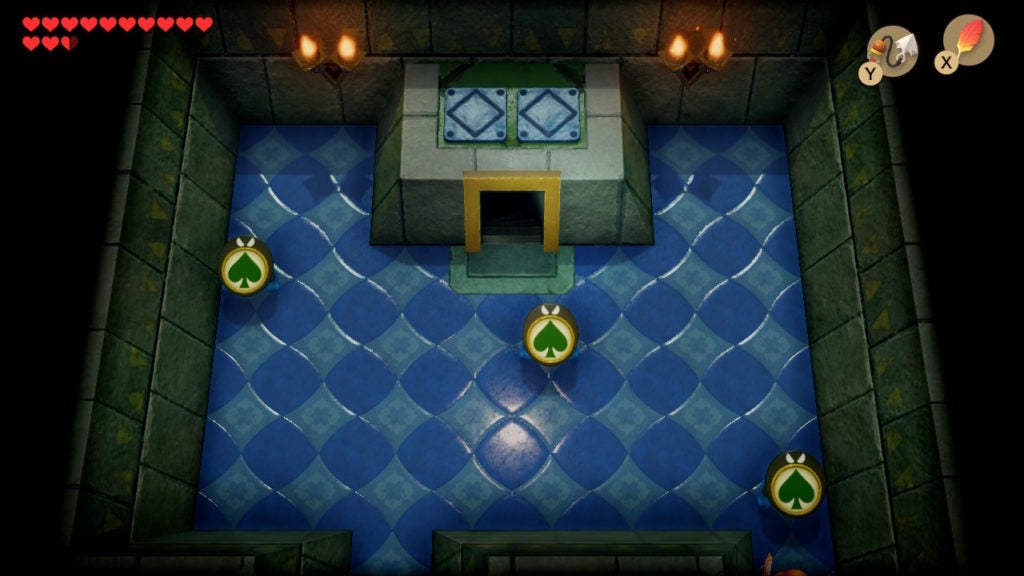 Blue tile room with 3 Three-of-a-kind enemies.
